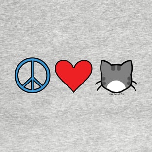 Peace Love Cats - Grey n White T-Shirt